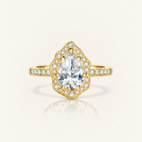 Solid Gold Pear Moissanite Ring