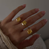 Soleil Radiant Cut Yellow CZ Ring
