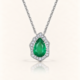 Solid Gold Pear Emerald Necklace