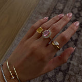 Soleil Radiant Cut Yellow CZ Ring