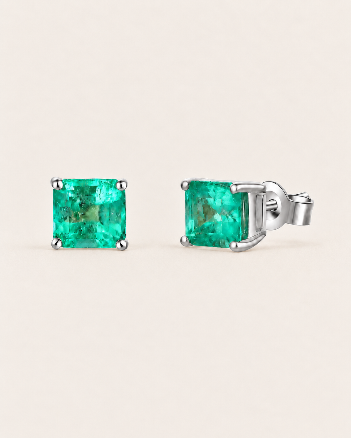 Solid Gold Emerald Studs