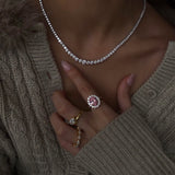 Étoile Oval Cut Pink CZ Ring