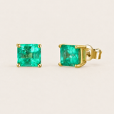 Solid Gold Emerald Studs