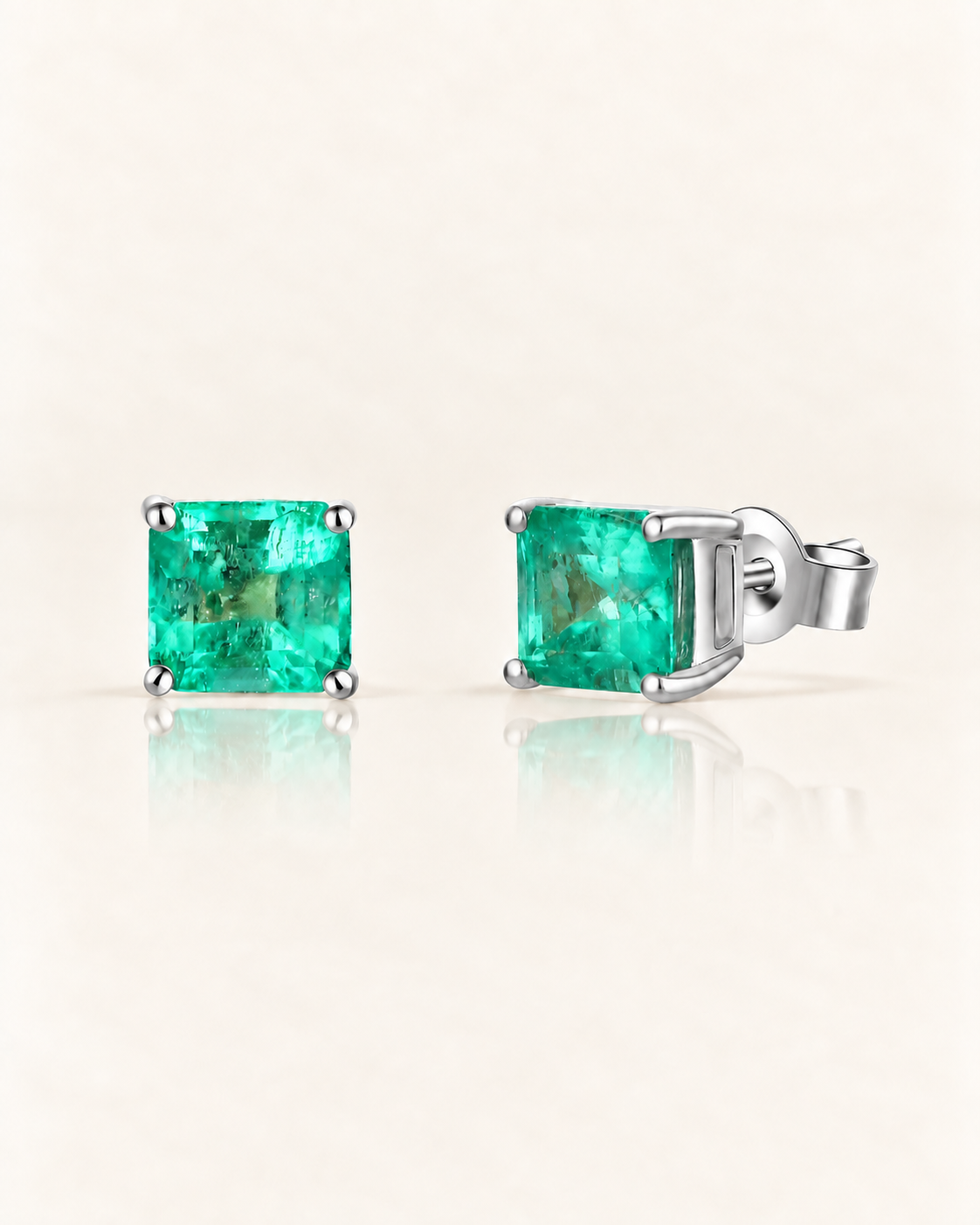 Solid Gold Emerald Studs