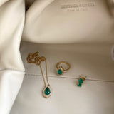 Solid Gold Emerald Studs