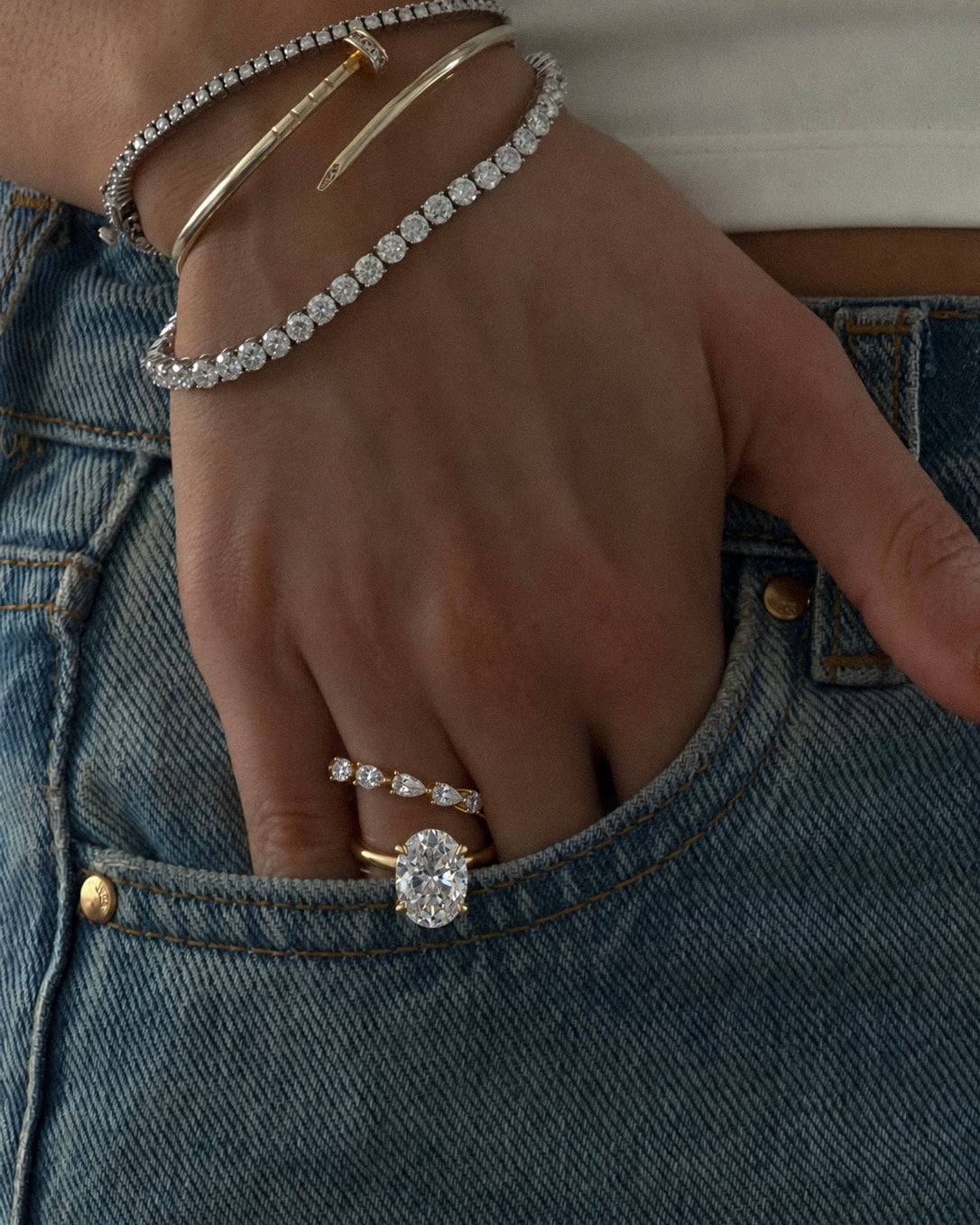 Pear Moissanite Diamond Eternity Ring