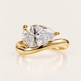 Pear Moissanite Diamond Curved Ring
