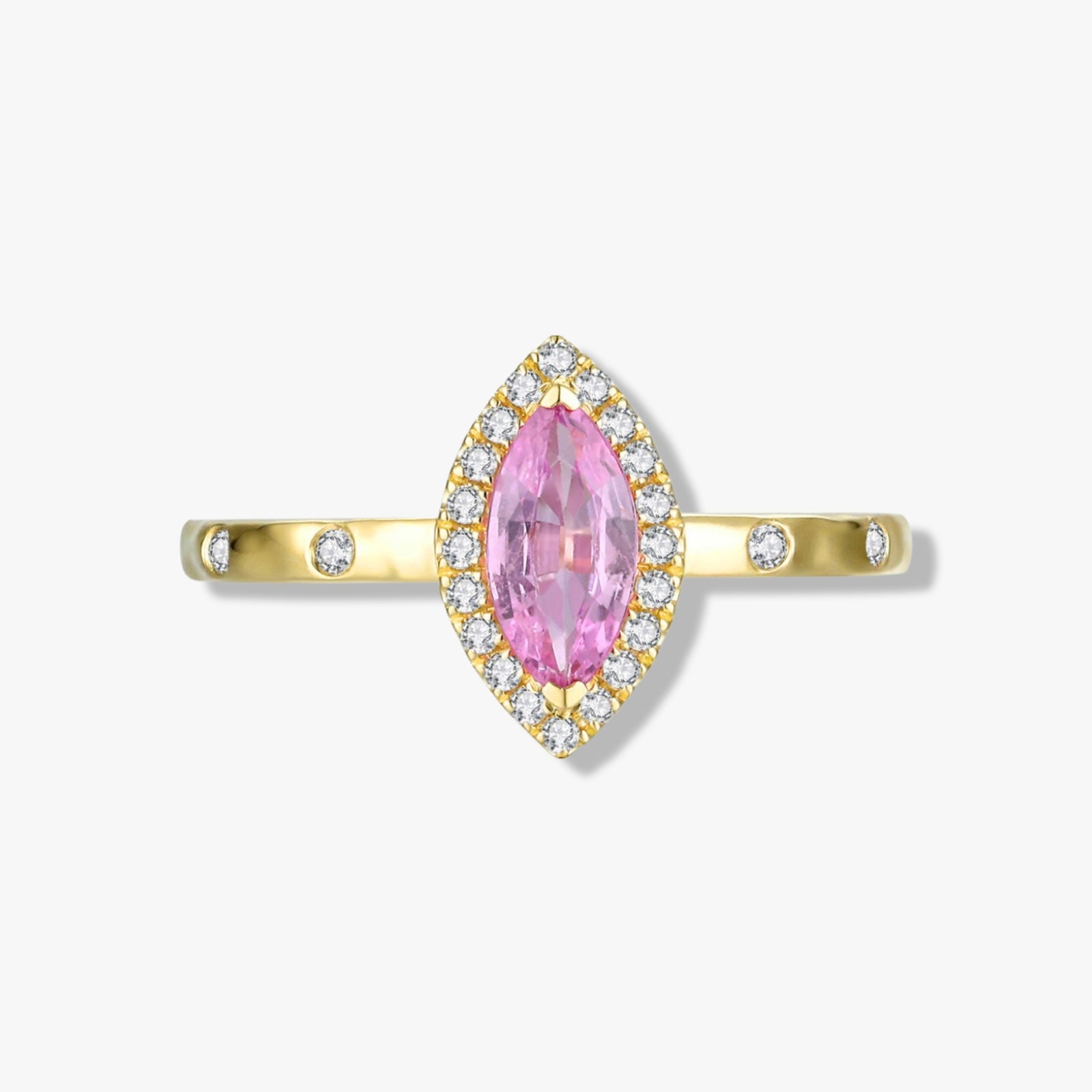 Marquise Pink Sapphire Pavé Diamond Ring  |  Solid 14k - CELESTIAL