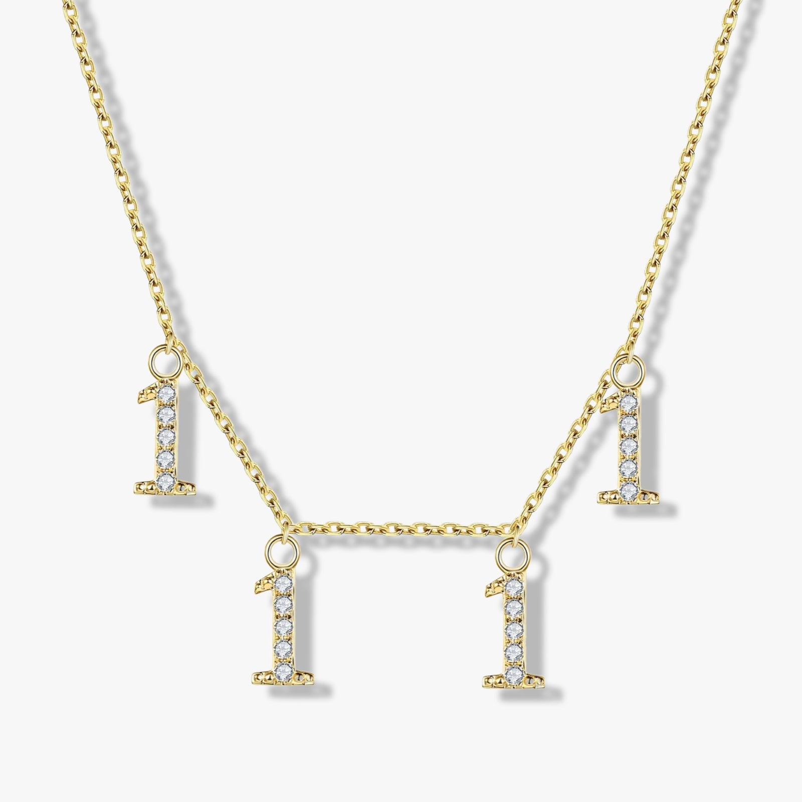 1111 Diamond Necklace | Solid 14k - CELESTIAL