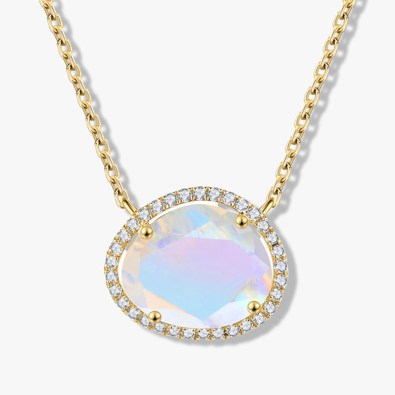 Moonstone Pavé Diamond Necklace  |  Solid 18k - CELESTIAL