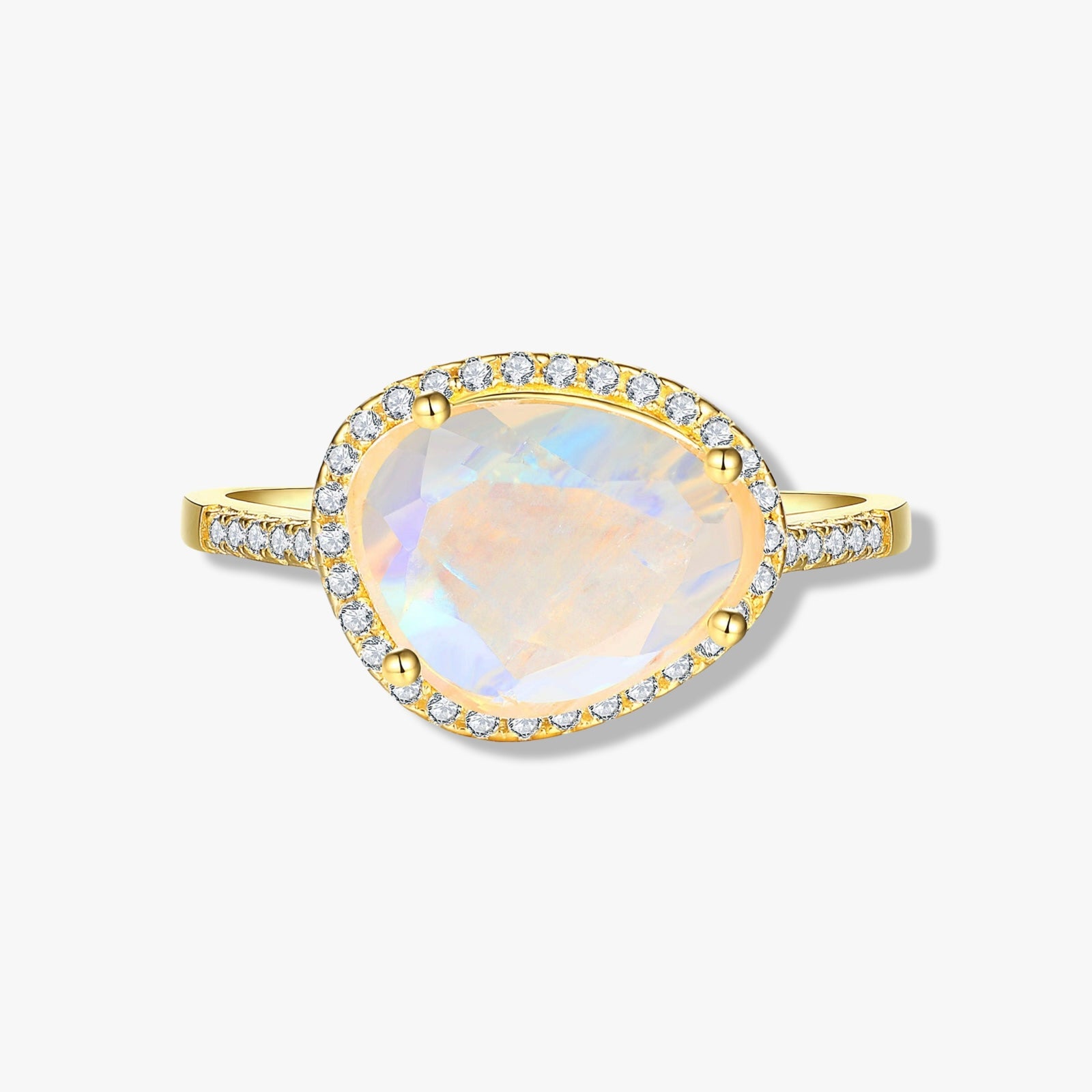Moonstone Pavé Diamond Ring  |  Solid 18k - CELESTIAL