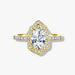 Pear Cut Moissanite Pavé Diamond Ring  |  Solid 14k - CELESTIAL