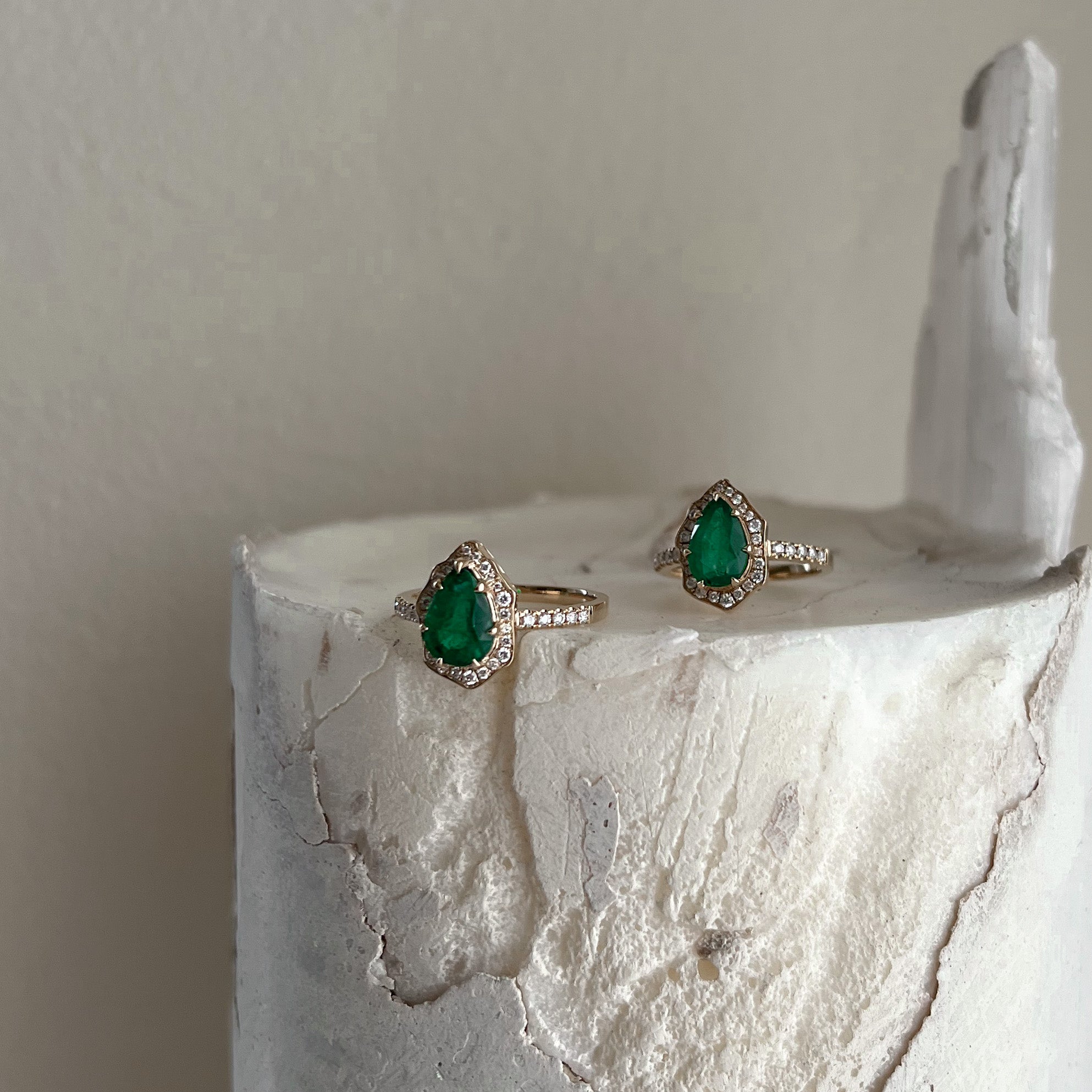 Zambian Emerald Pavé Diamond Ring  |  Solid 18k - CELESTIAL