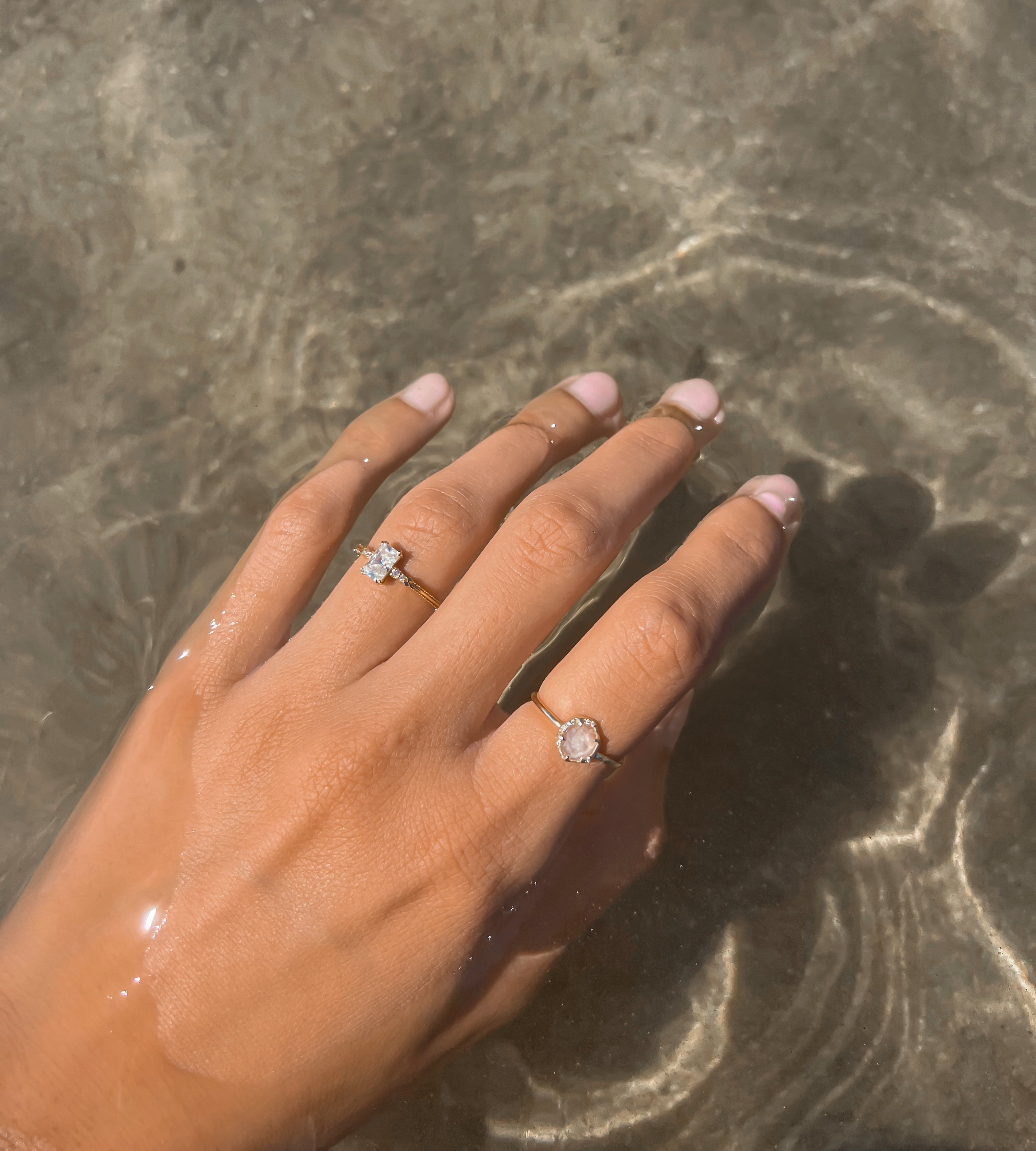 Luna Moonstone Diamond Ring  |  Solid 14k - CELESTIAL